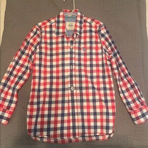 Boden Vibrant Red and Blue Plaid Shirt